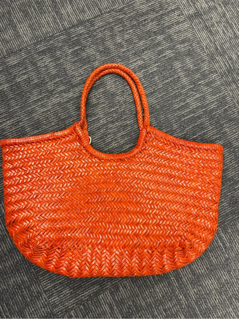 Dragon Orange Woven Calfskin Tote Bag